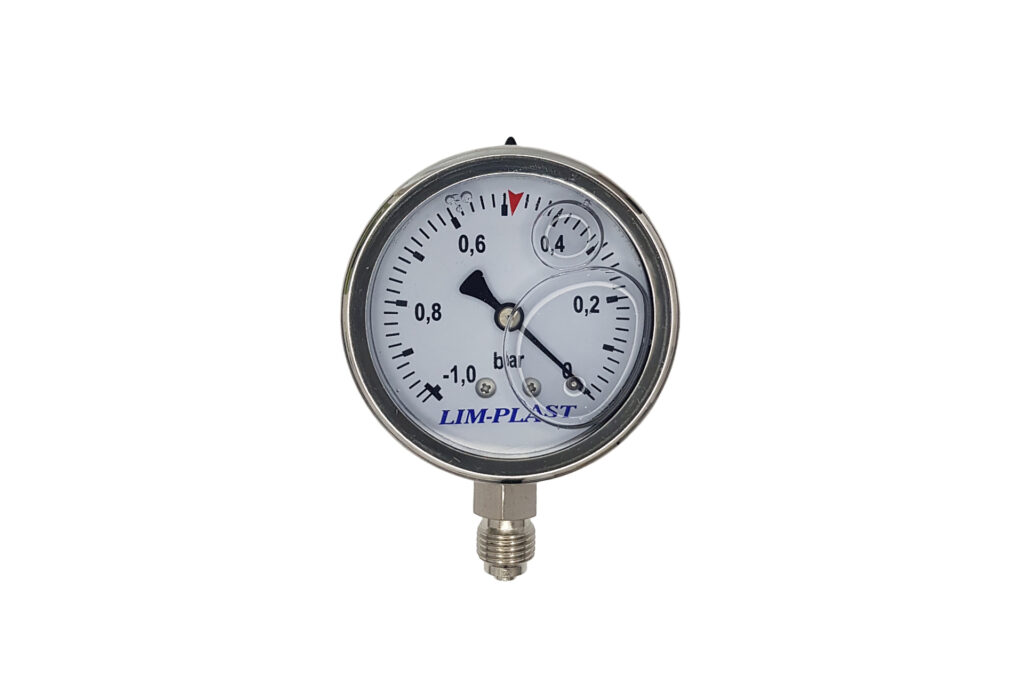 Inox sat prečnika 63 mm za muzilice, punjen glicerinom